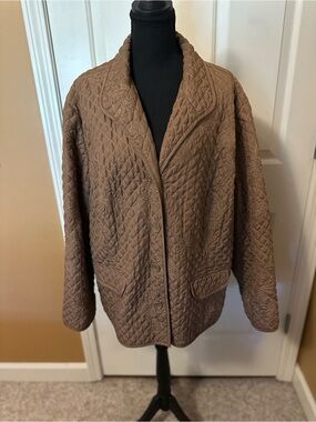 Quilted Button-Front Jacket in Taupe